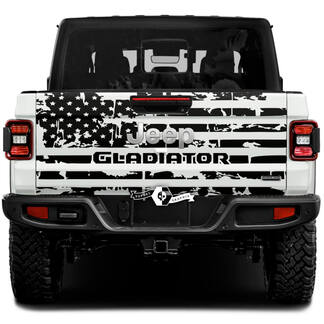 Gladiateur de hayon avec autocollants en vinyle en détresse drapeau américain pour Jeep Gladiator
