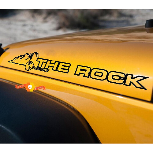La paire d'autocollants en vinyle The Rock Hood pour Jeep Wrangler Rubicon Sahara JK CJ TJ YJ