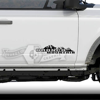 Paire Ford Bronco Portes Montagnes Panneau latéral Vinyle Autocollant Autocollant Graphique

