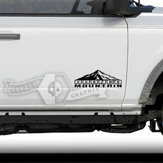 Paire Ford Bronco Portes Montagnes Côté Vinyle Autocollant Autocollant Graphiques
