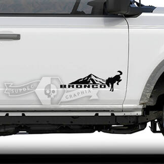 Paire Ford Bronco Portes Montagnes Côté Bronco Logo Vinyle Autocollant Autocollant Graphique
