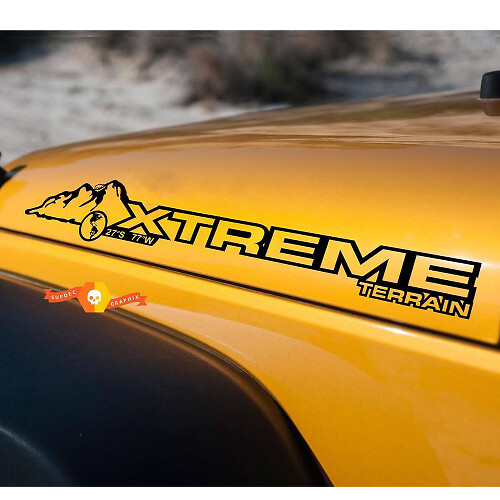 Paire d'autocollants en vinyle Xtreme Terrain pour capot de Jeep Wrangler