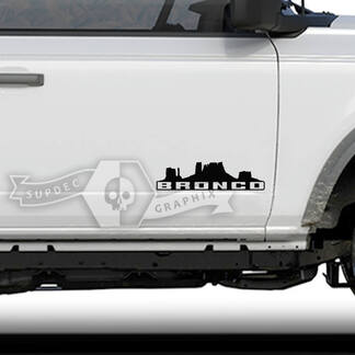 Paire Ford Bronco Portes Monument Valley Badlands Côté Vinyle Autocollant Autocollant Graphique
