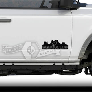 Paire Ford Bronco Portes Monument Valley Badlands Côté Bronco Logo Vinyle Autocollant Autocollant Graphique
