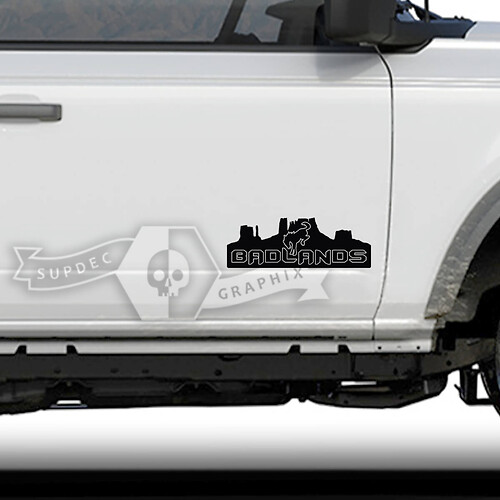 Autocollant vinyle en contour style Vallée Badlands pour porte latérale de muscle car cheval