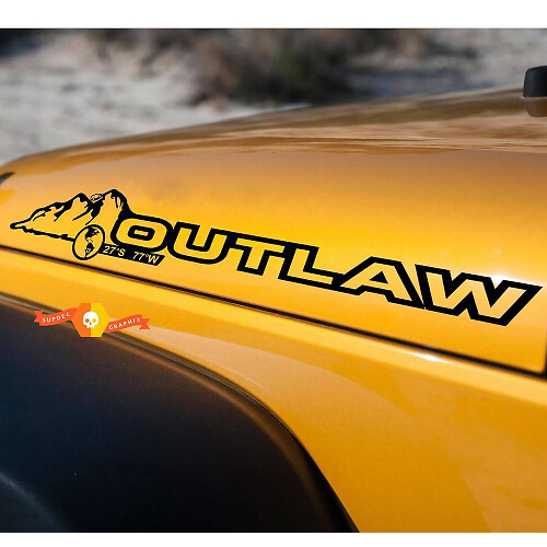 Jeu d'autocollants vinyle Outlaw pour capot de Jeep Wrangler