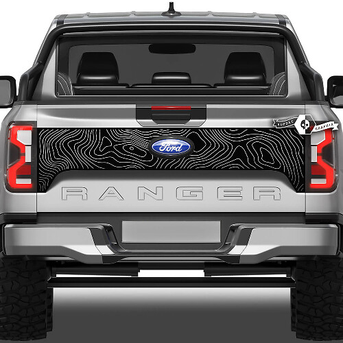 Autocollants vinyles style carte topographique pour hayon Musclecar Ranger