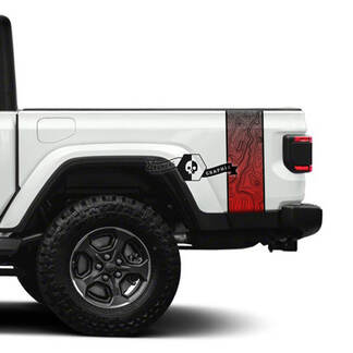 Paire Jeep Gladiator Rubicon Lit Côté Fender Carte Topographique Gradient Stripe
