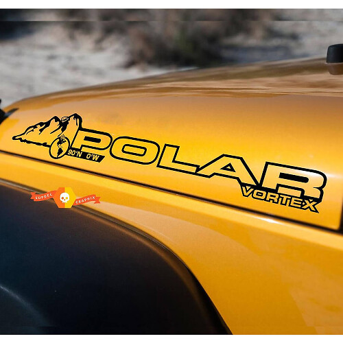 Paire d’autocollants latéraux en vinyle Polar Vortex pour capot Jeep Wrangler Rubicon Sahara