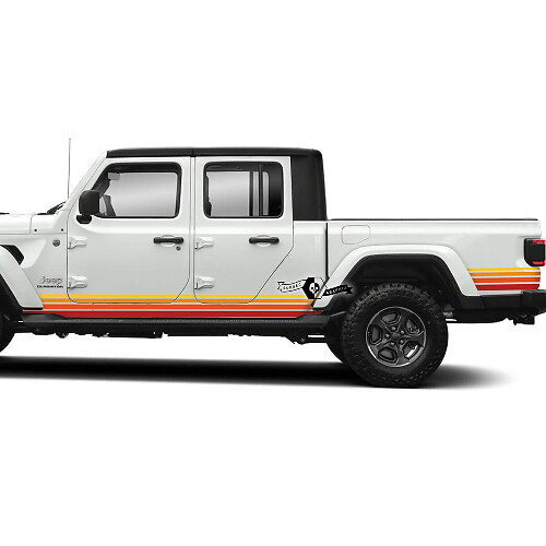 Kits graphiques - Jeep Gladiator Rubicon Retro Vintage 4x4 Rocker Panel Kit de rayures de course tout-terrain sport Off Road
