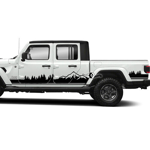 2 Jeep Gladiator Rocker Panneau Montagne Forêt Côté Vinyle Autocollant Graphique
