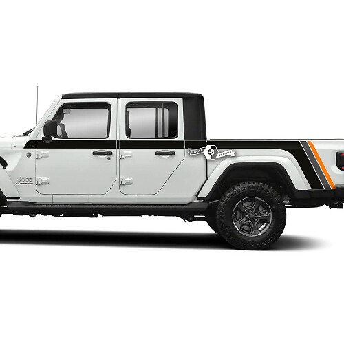 Paire Jeep Gladiator Portes Latérales Lit Fender Stripes Style Vinyle Autocollant Autocollant Kit Graphique 3 Couleurs
