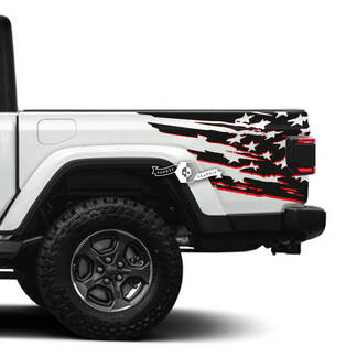 Paire de décalcomanies Jeep Gladiator Side USA Flag, kit de rayures graphiques en vinyle pour 2 couleurs
