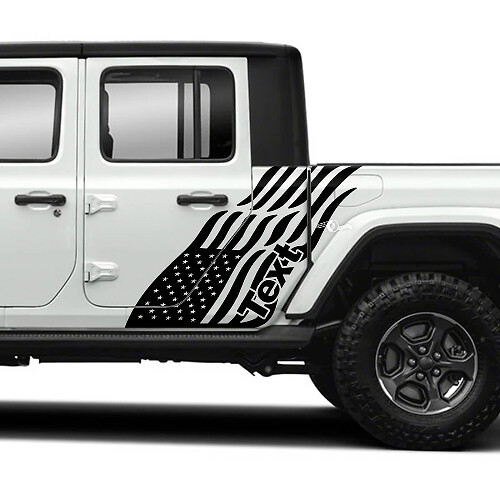 Paire d’autocollants Jeep Gladiator Side USA Flag Doors Stickers Vinyl Graphics Stripe
