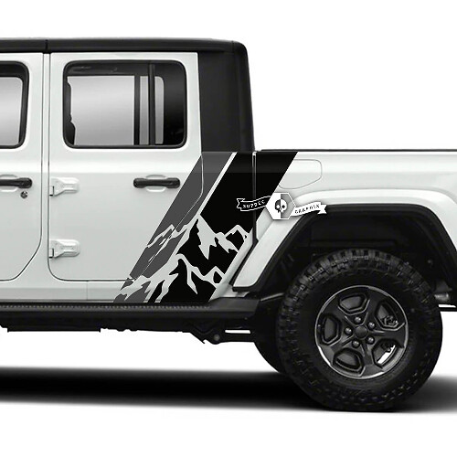 Paire d’autocollants Jeep Gladiator Side Mountains Stickers Vinyl Graphics Stripe kit 2 couleurs
