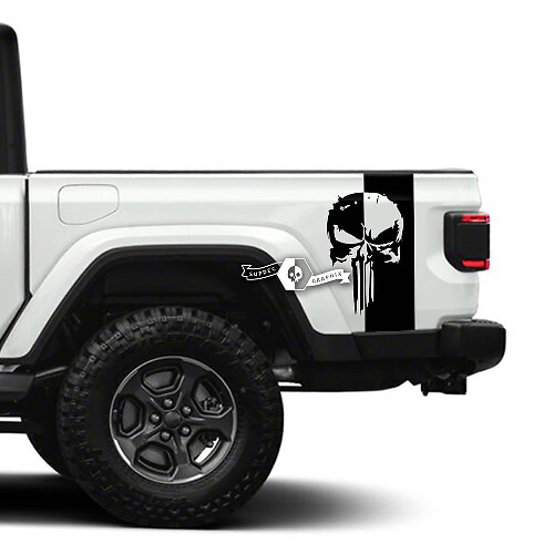 Paire d’autocollants Jeep Gladiator Side Punisher Décalcomanies Vinyl Graphics Stripe

