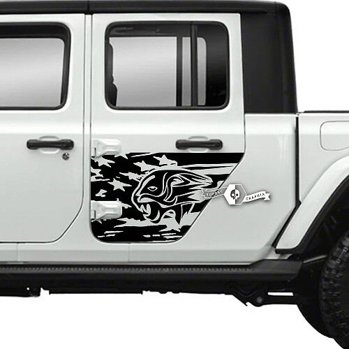 Paire de Jeep Gladiator Side Door USA Flag Tiger Autocollants Vinyl Graphics Stripe
