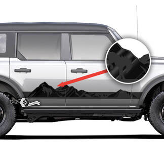 Paire d'autocollants graphiques pour panneau à bascule de montagne latérale de portes pour Ford Bronco 2 couleurs
