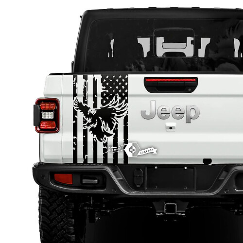 Jeep Gladiator USA drapeau détruit pygargue à tête blanche autocollants décalcomanies graphiques en vinyle hayon lit autocollants en vinyle décalcomanies
