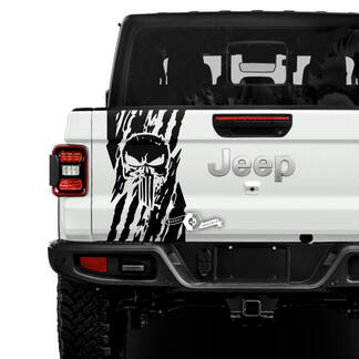 Jeep Gladiator USA Drapeau Détruit Punisher Décalcomanies Vinyle Graphiques Hayon Lit Vinyle Décalcomanies
