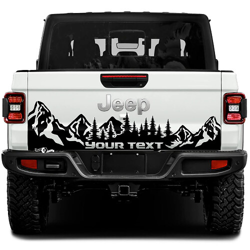 Autocollant vinyle personnalisé Montagne Forêt pour hayon Jeep Gladiator