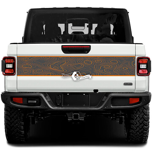 Jeep Gladiator Wrap autocollants décalcomanies graphiques en vinyle carte topographique hayon garniture de lit autocollants en vinyle décalcomanies 2 couleurs

