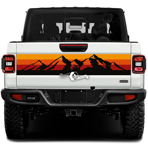 Jeep Gladiator Wrap Mountains vintage Classic Colors Autocollants Décalcomanies Vinyle Graphiques Hayon Lit Vinyle Autocollants Décalcomanies SunSet 4 Couleurs
