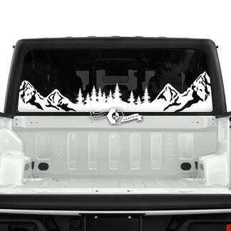 Jeep Gladiator Fenêtre arrière Montagnes Forêt Décalcomanies Vinyl Graphics Stripe
