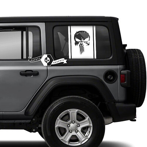 Paire d’autocollants Jeep Wrangler Unlimited Side Door Window Punisher Autocollants Garniture Vinyl Graphics Stripe
