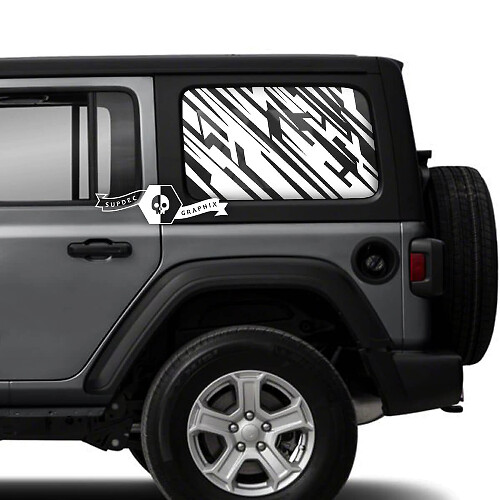 Paire de bandes graphiques en vinyle de boue de fenêtre de porte latérale illimitée de Jeep Wrangler
