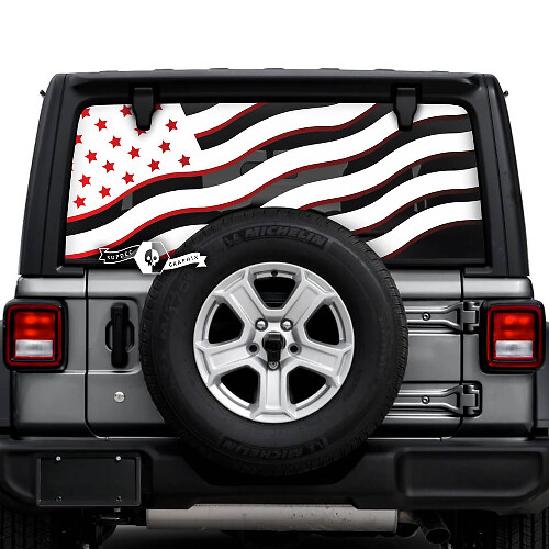 Jeep Wrangler illimité fenêtre arrière drapeau USA ombre autocollants décalcomanies vinyle graphiques 2 couleurs
