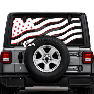 Jeep Wrangler illimité fenêtre arrière drapeau USA ombre décalcomanies vinyle graphiques 2 couleurs
