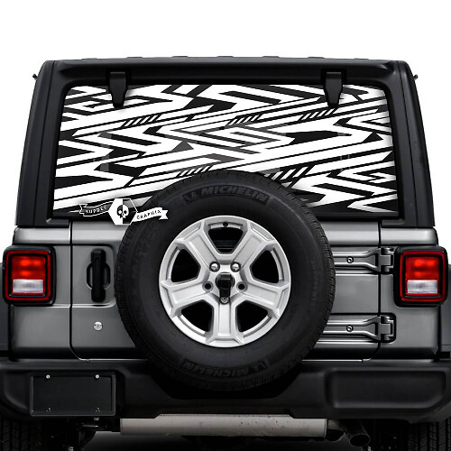 Jeep Wrangler Illimité Fenêtre Arrière Géométrie Ligne Logo Autocollants Vinyle Graphiques
