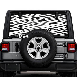 Jeep Wrangler Illimité Fenêtre Arrière Géométrie Ligne Logo Décalcomanies Vinyle Graphiques
