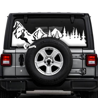 Jeep Wrangler illimité fenêtre arrière boue Splash montagnes forêt pneu piste décalcomanies vinyle graphiques
