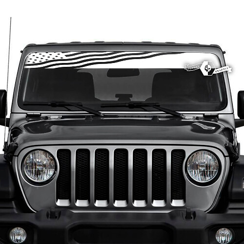 Jeep Wrangler Illimité Pare-Brise Drapeau USA Autocollants Vinyle Graphiques
