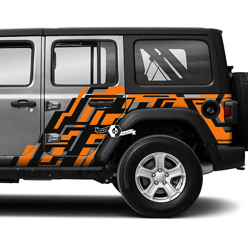 Paire de Jeep Wrangler Unlimited Side Doors Splash Geometry Autocollants Décalcomanies Vinyl Graphics Stripe
