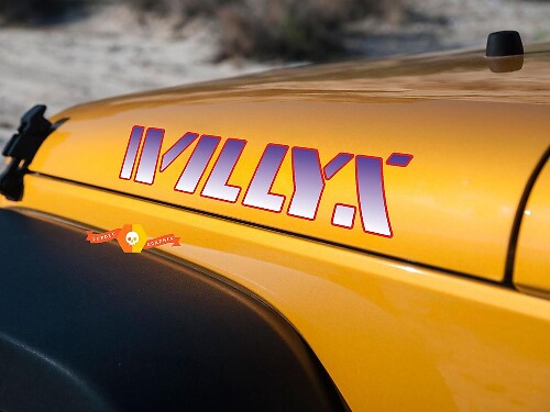 Set d'autocollants latéraux en vinyle style Willys pour capot de Jeep Wrangler