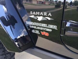 Jeep SAHARA 6.1L V8 Mountain Wrangler Unlimited CJ TJ YJ JK XJ Sticker autocollant toutes couleurs