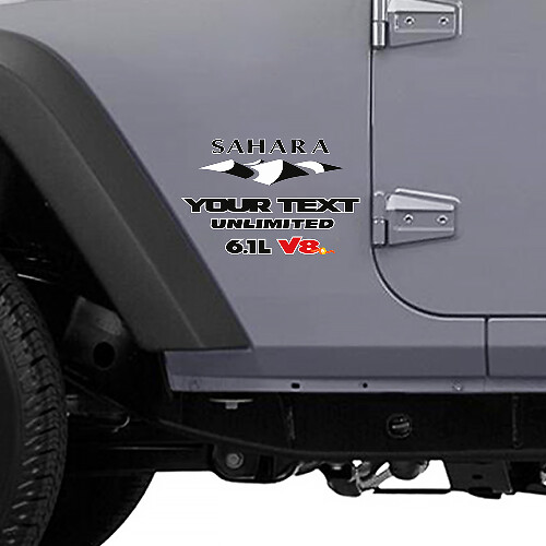 Autocollant latéral en vinyle style montagne Sahara 6.1L V8 pour Jeep Wrangler Unlimited