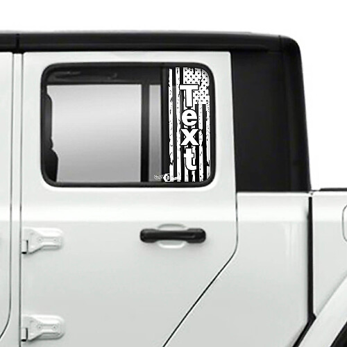 Paire Jeep Gladiator Portes Fenêtre USA Drapeau Détruit Autocollants Vinyle Graphiques
