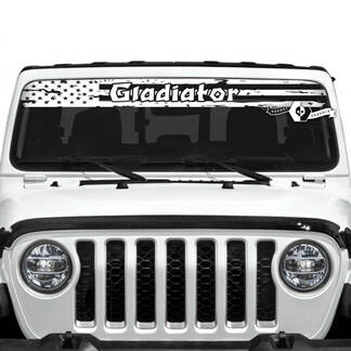 Jeep Gladiator Pare-brise USA Drapeau Détruit Logo Autocollants Graphiques en vinyle
