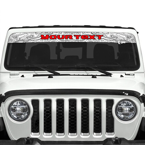 Jeep Gladiator Pare-Brise Logo Carte Topographique Autocollants Vinyle Graphiques 2 Couleurs
