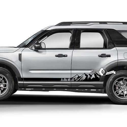 2x Ford Bronco Mountains Forest Rocker Panel Logo latéral Autocollants de ligne
