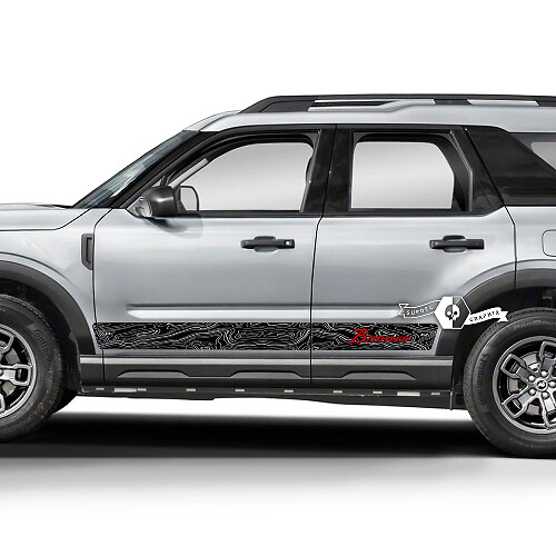 2x Ford Bronco portes panneau à bascule carte topographique autocollants autocollants 2 couleurs

