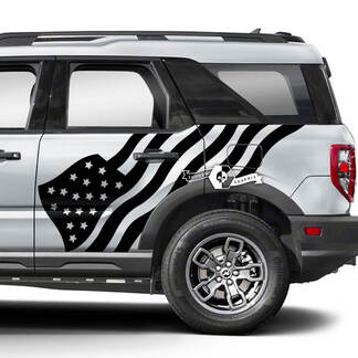 2x Autocollants latéraux pour portes Ford Bronco Fender USA Flag
