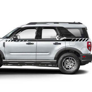 2x Ford Bronco portes vers le haut lignes de garde-boue latérales autocollants solides
