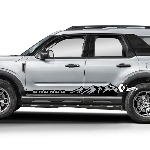 2x Ford Bronco Mountains Forest Rocker Panel Logo latéral Autocollants Autocollants
