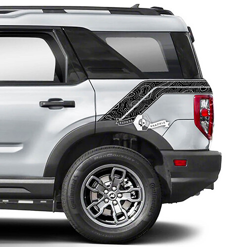 2x Autocollants latéraux de carte topographique Ford Bronco Fender
