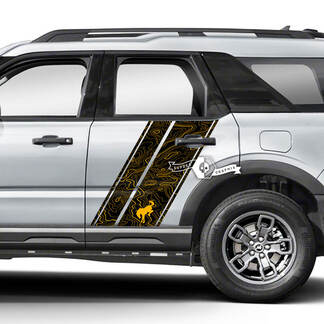2x Ford Bronco côté carte topographique arrière garde-boue Logo autocollants autocollants 2 couleurs
